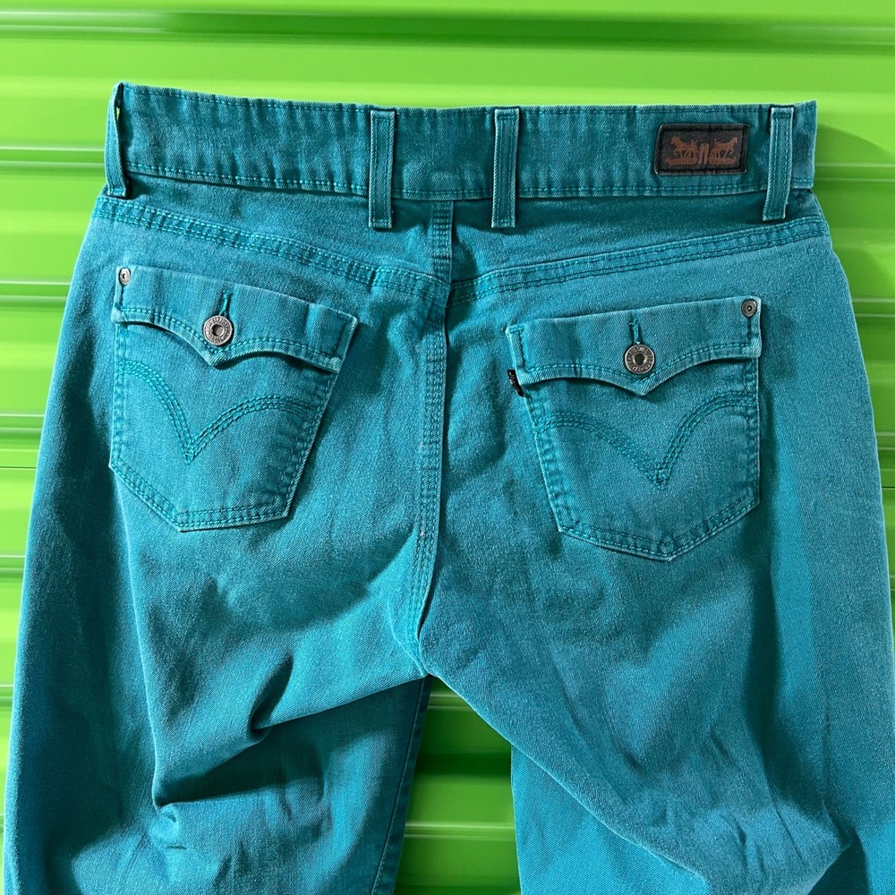 Levis Womens Teal Green Capri Jeans Size 14 Cropped Stretch Denim Pants